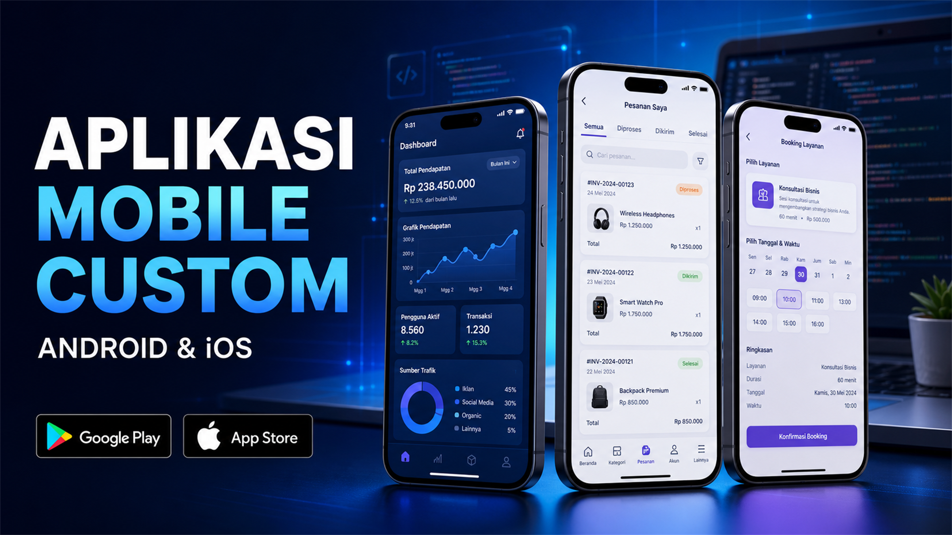 Aplikasi Mobile Android & iOS Custom