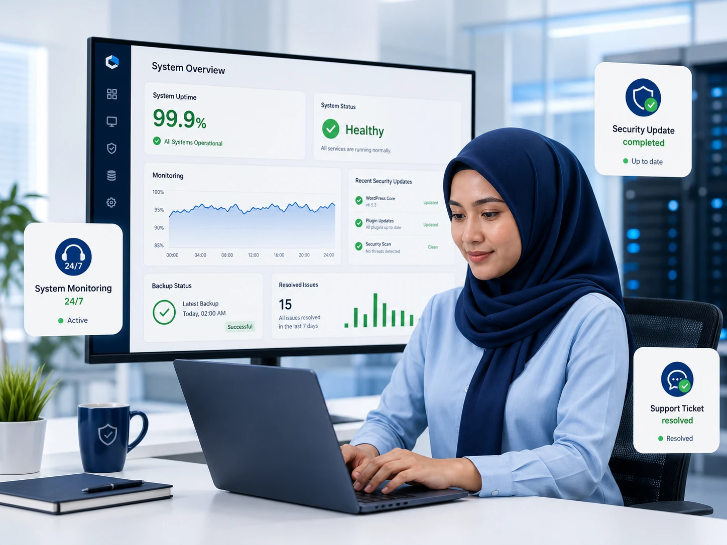 Dashboard monitoring dan dukungan teknis untuk website serta aplikasi